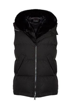 Black nylon sleeveless jacket LOU ANDREA | YZ21417LUW5MATBLACK